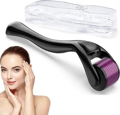 Produktbild von Derma-Roller – Microneedling-Gerät – Hautverbesserung – 660 Titan-Nadeln – 0,75 mm – Schwarz
