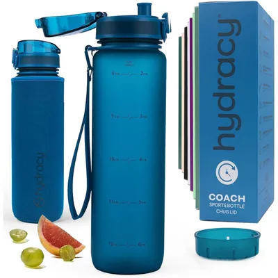 Produktbild von Trinkflasche mit Fruchteinsatz 1L BPA-frei Zeitmarkierung Auslaufsicher Mitternachtsblau