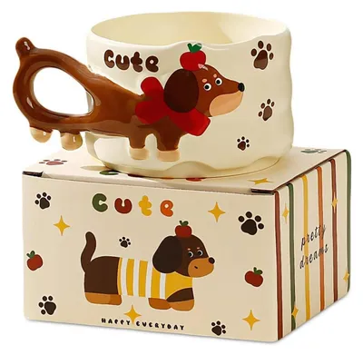 Produktbild von Keramiktasse Dackel Motiv 380 ml mit Geschenkbox