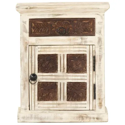 Immagine prodotto di Comodino Bianco 40x30x50 cm in Legno Massello di Mango
