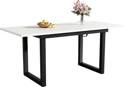 Obrázek produktu pro Rozkládací jídelní stůl, d140/180 × š80 × v75, industriální styl, obdélníkový konferenční stůl z kovu, multifunkční jídelní stůl šetřící místo,