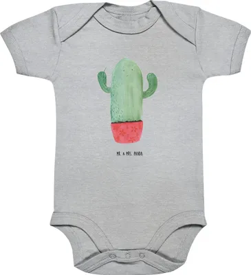 Produktbild von Mr. & Mrs. Panda babykleidung body Kaktus Wut 1. - 3. Monat - Heather Grey - Geschenk, Kakteen, Kurzarmbody, Babybody, Büro, Kollegin, Strampler, Babystrampler, ärgern