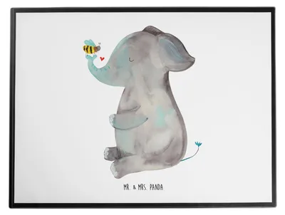 Produktbild von Mr. & Mrs. Panda Schreibunterlage Elefant Biene - Weiß - Geschenk, Hochzeitsgeschenk, Liebesspruch, schreibtischunterlage, Tischschoner, schreibtischunterlagen, Tiere