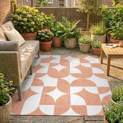 Image de Volero - Tapis d'extérieur - Groovy Tiles Terracotta - 200x290 cm