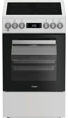 Image de Whirlpool W5V5LCW, Cuisinière indépendante, Noir, Blanc, Boutons, Rotatifs, Tactiles, Blanc, Bas, Tiroir de rangement
