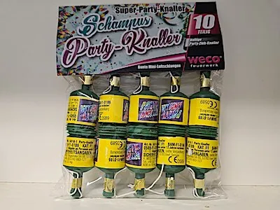 Produktbild von Weco Super-Party-Knaller bunt Mini-Luftschlangen 10 teilig in einer Tüte