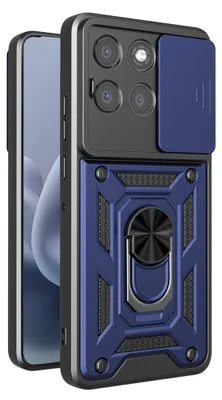 Produktbild von Motorola Moto G67 / G77 Hülle - Coverup Armor Ring Ständer Back Cover mit Kamera Schutz - Blau
