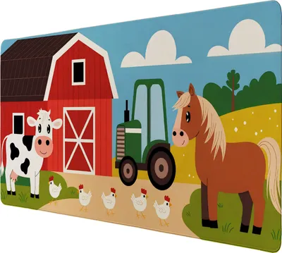 Produktbild von Bauernhof Schreibtischunterlage 89x40cm XXL Mauspad für Kinder