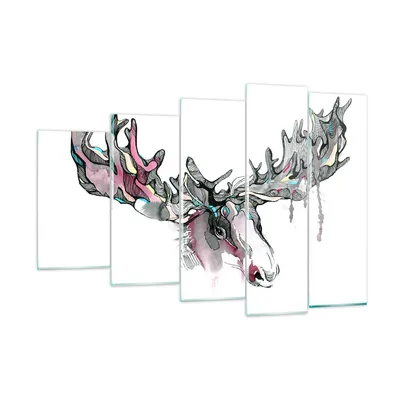 Produktbild von Bilder auf glas - Moose Bunt Kopf Abbildung - 150x100cm - Glasbilder - Wandbilder - Kunstdruck - zum Aufhängen bereit - Wanddekoration aus Glas - Glas Bilder - Wandbild auf Glas - GEG150x100-3033