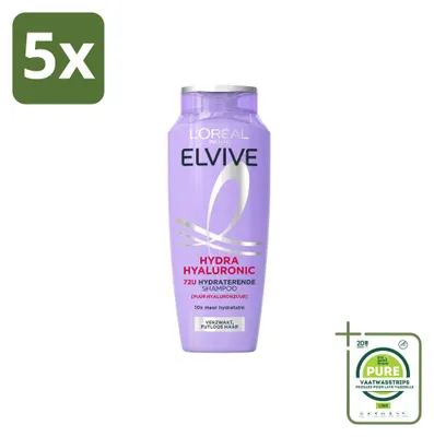 Productafbeelding van 5 x L'Oréal Paris Elvive Hydra Hyaluronic Shampoo - 250 ml - Grote verpakking - 5 stuks