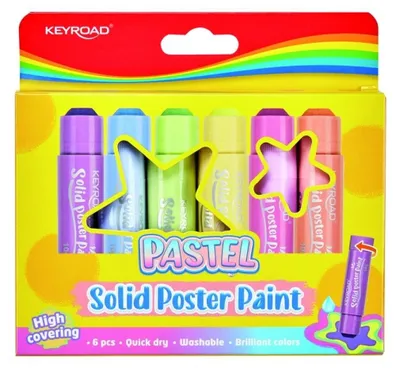 Zdjęcie produktu dla Farby plakatowe w sztyfcie KEYROAD 6 kolorów pastelowych
