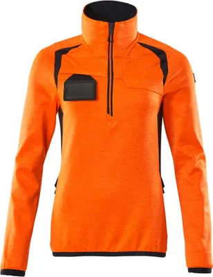Produktbild von MASCOT® Fleecepullover mit kurzem Zipper, Damen Microfleecejacke Größe M, hi-vis orange/schwarzblau | Packung (1 Stück)