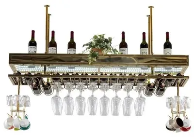 Immagine prodotto di Espositore per vino Scaffale per vino Scaffale sospeso per vino Portabottiglie Mobile per vino