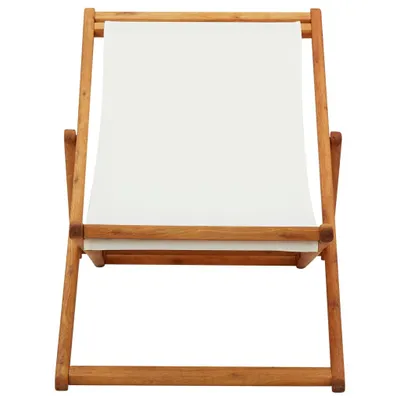 Immagine prodotto di Sedia da Spiaggia Legno di Eucalipto e Tessuto Bianco Crema