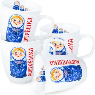 Produktbild von Tassen-Set Matröschka in blau 4 Stück 400ml