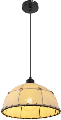 Produktbild von Globo Lighting Hängeleuchte Metall schwarz matt, Textil beige, Hanf, Kabel PVC Schwarz, ø: 300mm, H: 1200mm, exkl. 1x E27 60W 230V