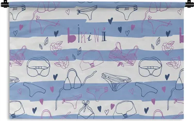 Produktbild von MuchoWow® Wandteppich Wandbehang Bikini - Sommer - Schnittmuster 90x60 cm Tapisserie Dekoration Wandtuch - Wandskulpturen - Bildteppich
