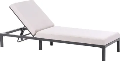 Produktbild von BELIANI Gartenliege Schwarz Aluminium mit Bespannung Hellbeige Stoff Verstellbares Kopfteil Modern Outdoor Garten Terrasse Balkon Außenbereich