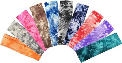 Produktbild von ONWON 10er Set Yoga Sport Fitness Stirnband Anti-Rutsch Leicht Multi Stil Baumwolle Stretch Haarband Feuchtigkeitstransport Schweißband für Laufen Radfahren Wandern Reisen Make-up
