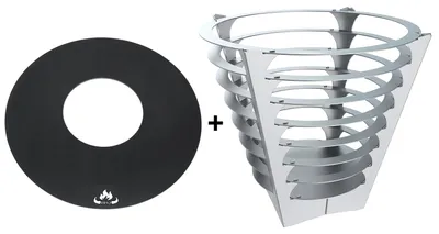 Produktbild von Feuertonne Feuerschale Feuerkorb Rund + Grillplatte Grillring Feuerplatte, Design:Circle & Grillring