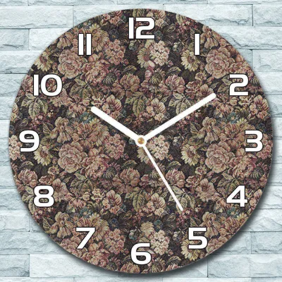 Produktbild von Wanduhr aus Glas Rund fi 30 Vintage Blumen Quarz Deko Wohnzimmer Büro