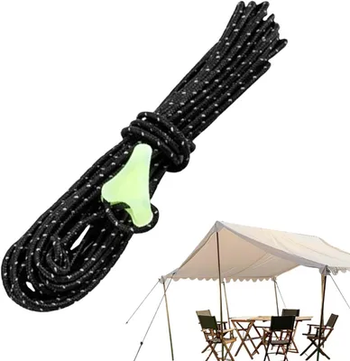 Immagine prodotto di Corda per tende - Corda da arrampicata per campeggio - Accessorio per esterni - Altamente riflettente - 4 metri - Nero