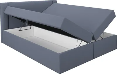 Produktbild von Boxspringbett ARO 180x200 mit 2 Bettkästen, Bonell-Matratze und Topper. Farbe: Grau.