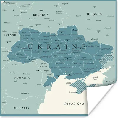 Produktbild von MuchoWow® Poster Illustration der Ukraine mit einem Rahmen 50x50 cm - Wohnzimmerdekoration