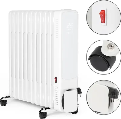 Produktbild von Jayseuw Ölradiator 2500W 11 Rippen mit LCD-Display Touchscreen WiFi App & Fernbedienung Mobil Öl Radiator 24h Timer Heizung Thermostat & Überhitzungsschutz Weiß