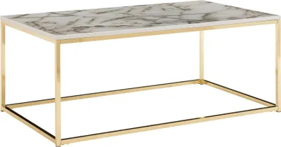 Immagine prodotto di FineBuy tavolino 100x60x40 cm con aspetto marmo | Tavolo da salotto con struttura in metallo | Tavolo pieghevole quadrato da salotto | contenitore