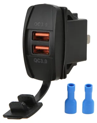 Immagine prodotto di Interruttore a bilanciere universale nero, caricatore per auto a doppia USB, presa di ricarica rapida QC3.0 con retroilluminazione a LED