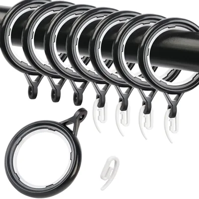 Immagine prodotto di Solidchoice - 48 anelli e ganci per tende - Anelli in plastica nera da 40 mm per tende