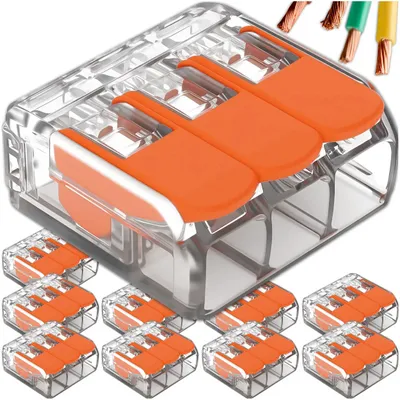 Obrázek produktu pro 10 třípólových pákových svorek 0,14–4 mm², 32 A, 450 V pro plné i lankové vodiče