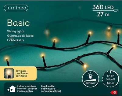 Produktbild von LED-Weihnachtsbeleuchtung für den Außenbereich 27M - 360 Soft Gold LEDs - Dimmbar - IP44