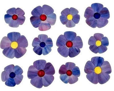 Produktbild von Famanu Mosaikblumenfliesen - Glas Mosaikstücke - 12 Stück Set - 69 x 3 mm