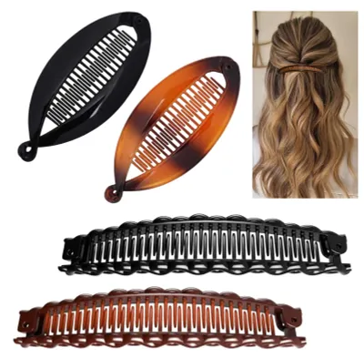 Produktbild von 4-teiliges Bananen-Haarspangen-Set für dickes Haar, Bananen-Haarspangen, Bananen-Haarnadeln, Vintage-Bananen-Haarspangen-Set, kleine Bananen-Haarspangen für Damenfrisuren, Pferdeschwänze, Fischgrätenzöpfe, Hochsteckfrisuren und den täglichen Gebrauch.