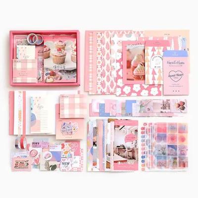 Produktbild von Simno® A6-Bullet-Journal-Set, 195 Teile, 12 Zubehörarten – Rosa