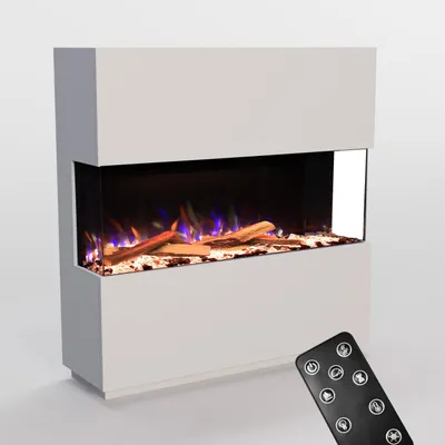 Produktbild von Glow Fire Elektrokamin 'PR16' in Weiss | LED Standkamin in weiß mit Heizung (1500 W) | HxBxT: 130x131x40cm