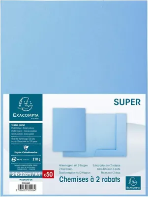 Produktbild von EXACOMPTA Aktendeckel SUPER 250 DIN A4 blau 50 Aktendeckel