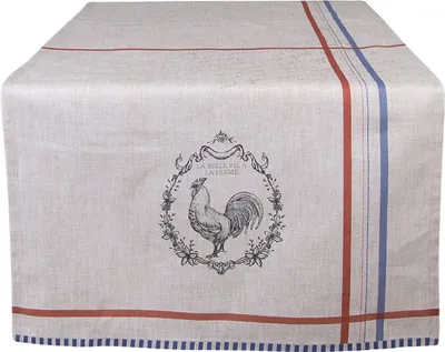 Zdjęcie produktu dla Bieżnik stołowy bawełniany, 50x140 cm, kolor beżowy, wzór "Hahn", styl wiejski, Clayre & Eef, model DFR64