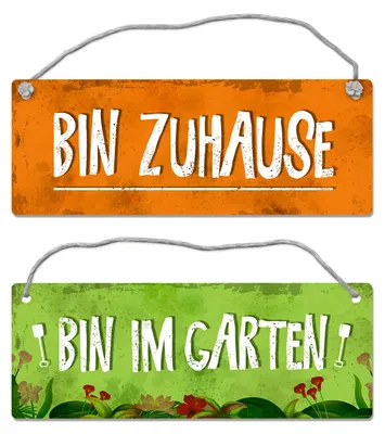 Produktbild von Bin im Garten - Bin Zuhause Wendeschild mit Kordel Schild Türschild Türhänger