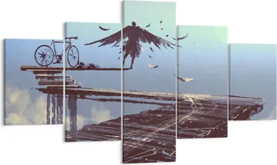 Produktbild von Bild auf Leinwand - Leinwandbild - Vogel Fahrrad modern - 125x70cm - Wand Bild - Wanddeko - Leinwanddruck - Bilder - Kunstdruck - Wanddekoration - Leinwand bilder - Wandkunst - EA125x70-3721