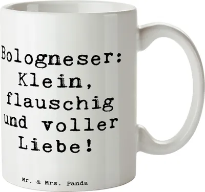 Produktbild von Mr. & Mrs. Panda Teetasse Spruch Bologneser Liebe - Weiß - Geschenk, Hunderassen Pflege, Lebensfreude, Tasse, Lebensbegleiter, Teebecher, Charakter, Hunderasse, charmant