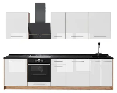 Obrázek produktu pro Kuchyňský kout Vicco Fame-Line Bílá vysoký lesk/Zlatý mocný dub 280 cm, PD Antracit, Model 64208