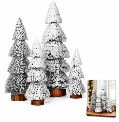 Produktbild von Künstlicher Mini Weihnachtsbaum mit Schnee 4er Set Tischdeko