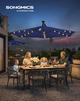Obrázek produktu pro SONGMICS Slunečník Ø 300 cm s LED solárním osvětlením UPF 50+