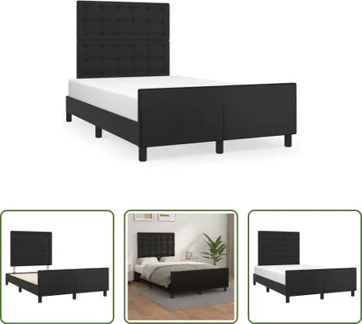 Produktbild von The Living Store Bettgestell mit Kopfteil Schwarz 120x190 cm Kunstleder