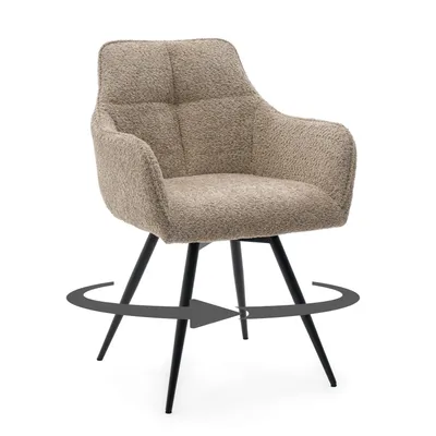 Obrázok produktu pre NEW HOME Otočná stolička QUATTRO čalúnená stolička do jedálne a obývacej izby – béžová – moderná bouclé látka
