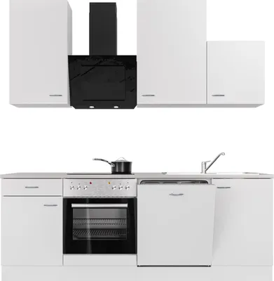 Produktbild von Küchenzeile mit E-Geräten & Geschirrspüler - 220 cm breit - Weiß – Witus