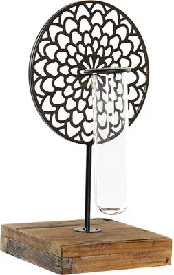Produktbild von Kerzenschale DKD Home Decor Kristall Schwarz Metall Holz Braun 20 x 20 x 36 cm